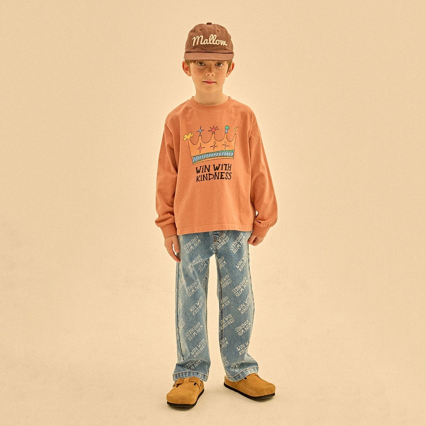 Crown Long Sleeve T-Shirt_Peach Brown