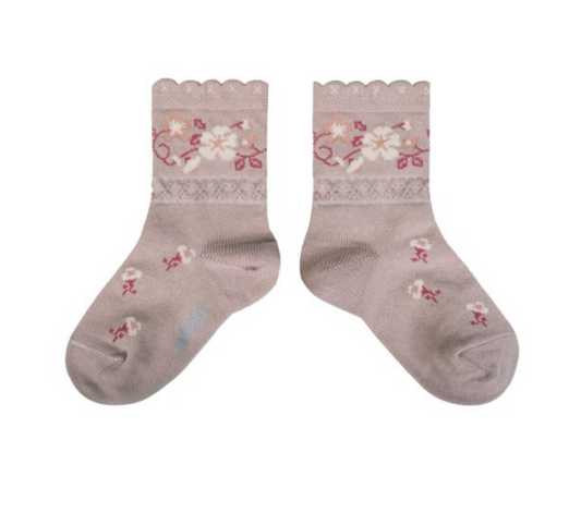 Jacquard Flower Ankle Socks-331