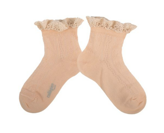 Lightweight Pointelle Socks with Lace Frill-590