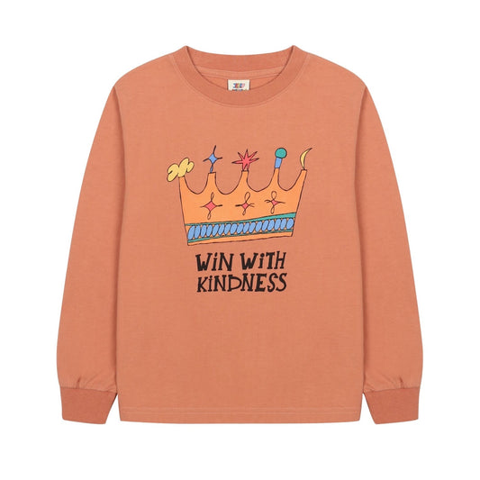 Crown Long Sleeve T-Shirt_Peach Brown