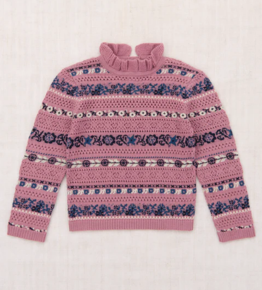 Pamela Sweater Antique Rose Eyelet Ribbon